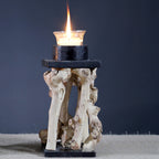 Xigura Patina handcrafted solid wood candle holder, handcrafted detail for a warm, quiet home.