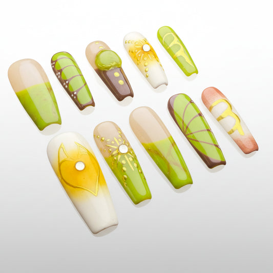 Xiguranail, Fake nails, french tip nails, gel press on nails, nail sticker, reusable press on nails, coffin french nails