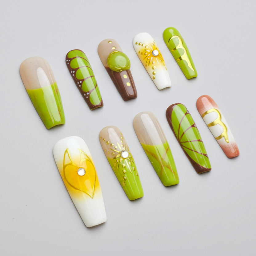 Xiguranail, Fake nails, french tip nails, gel press on nails, nail sticker, reusable press on nails, coffin french nails