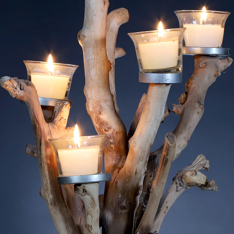 Xigura Patina handcrafted solid wood candle holder, natural grain detail for a warm, quiet home.