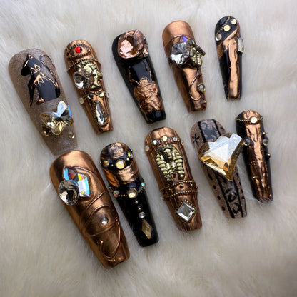 XiguraNail 3D press on nails, diamond french nailas, french tips, reusable press on nails