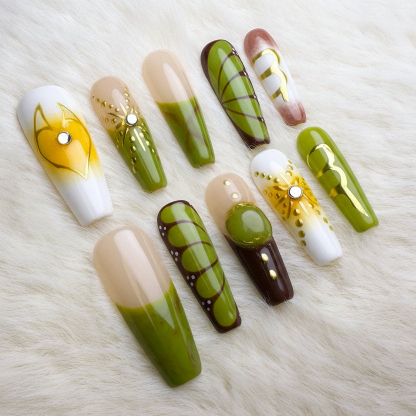 Xiguranail, Fake nails, french tip nails, gel press on nails, nail sticker, reusable press on nails, coffin french nails