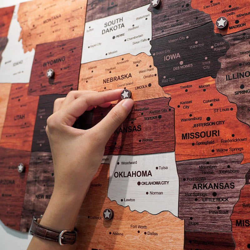 Xigura Patina handcrafted solid wood map puzzle, quiet home styling for a warm, quiet home.