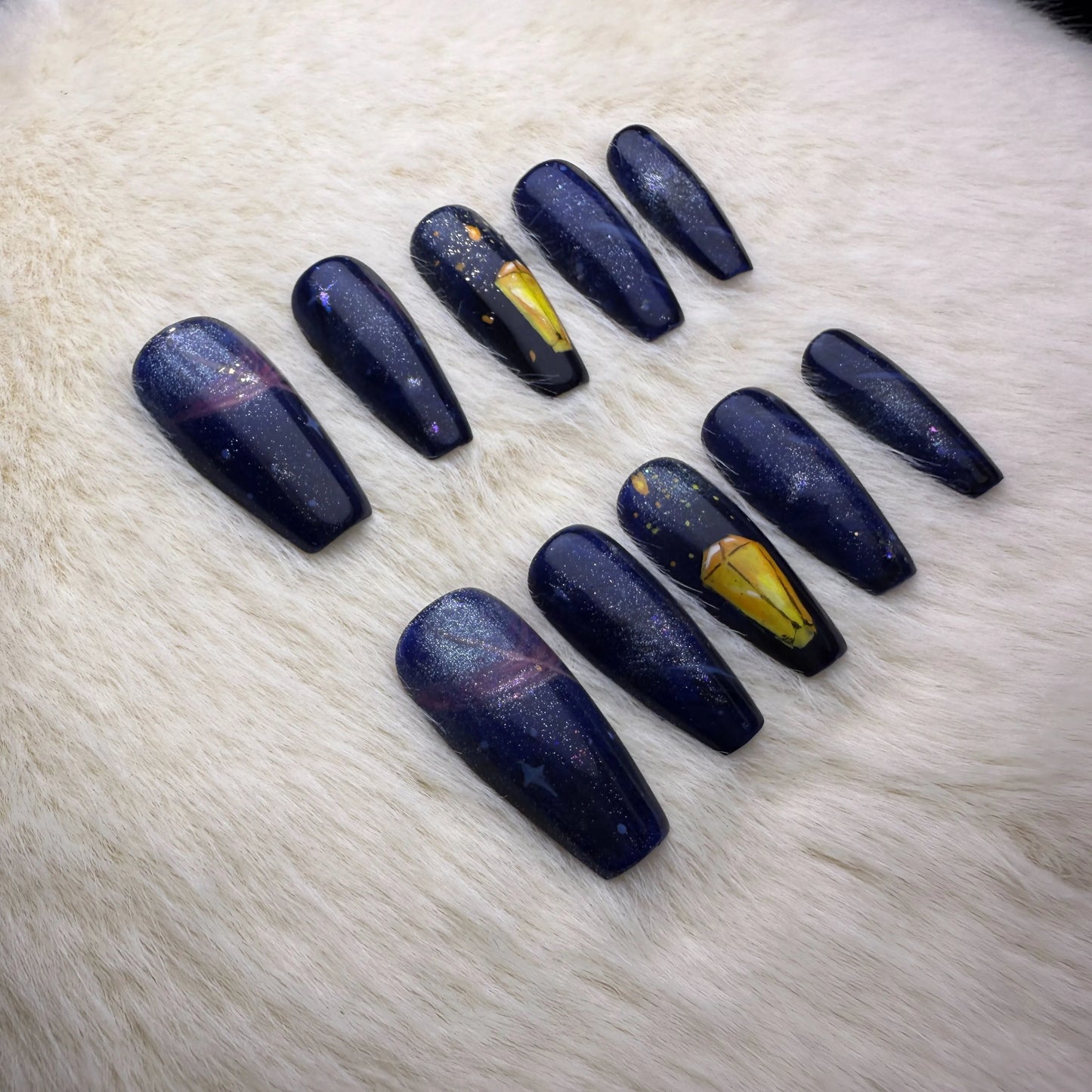 Xiguranail Blue nail art, handmade gel press on nails, girl false nail, acrylic nails, fench tips, french nails