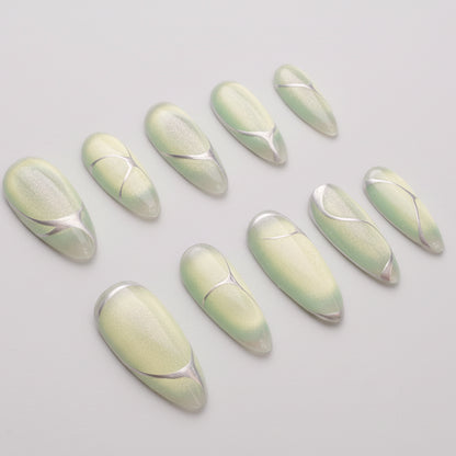 Xiguranail, Cat eyes nails, press on nails, french tips, reusable press on nails, gel nail art