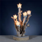 Xigura Patina handcrafted solid wood candle holder, main view in soft natural light for a warm, quiet home.