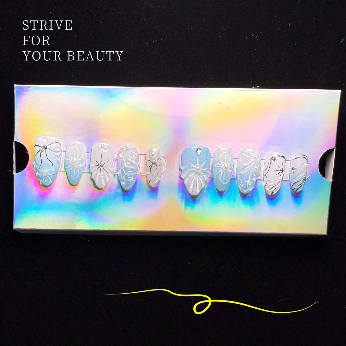 Xiguranail Blue press on nails, french tips, french tip nails, handmade gel nails, acrylic nails