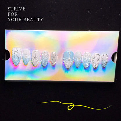 Xiguranail Blue press on nails, french tips, french tip nails, handmade gel nails, acrylic nails