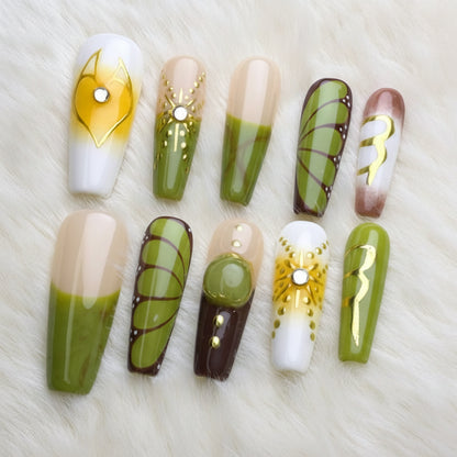 Xiguranail, Fake nails, french tip nails, gel press on nails, nail sticker, reusable press on nails, coffin french nails