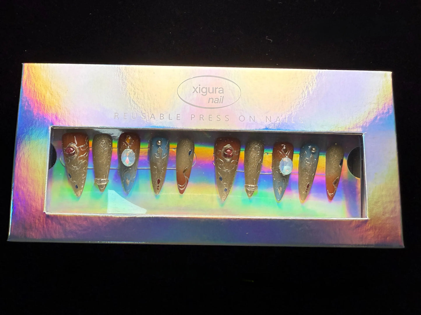 Xiguranail French tip nails, 3D press on nails, false nails, acrylic nials, reusable nails,french nails