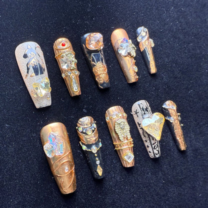 XiguraNail 3D press on nails, diamond french nailas, french tips, reusable press on nails