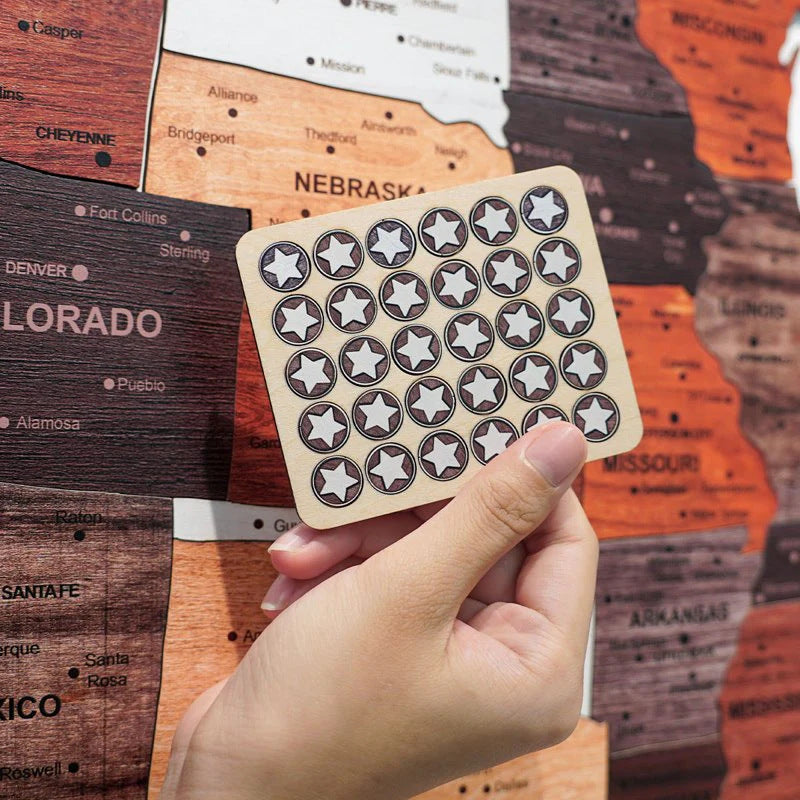 Xigura Patina handcrafted solid wood map puzzle, natural grain detail for a warm, quiet home.