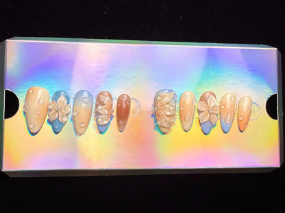 Xiguranail 3D petals nails, gel press on nails, gel nails, french tips, french nails, acrylic nails