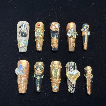 XiguraNail 3D press on nails, diamond french nailas, french tips, reusable press on nails