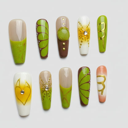 Xiguranail, Fake nails, french tip nails, gel press on nails, nail sticker, reusable press on nails, coffin french nails