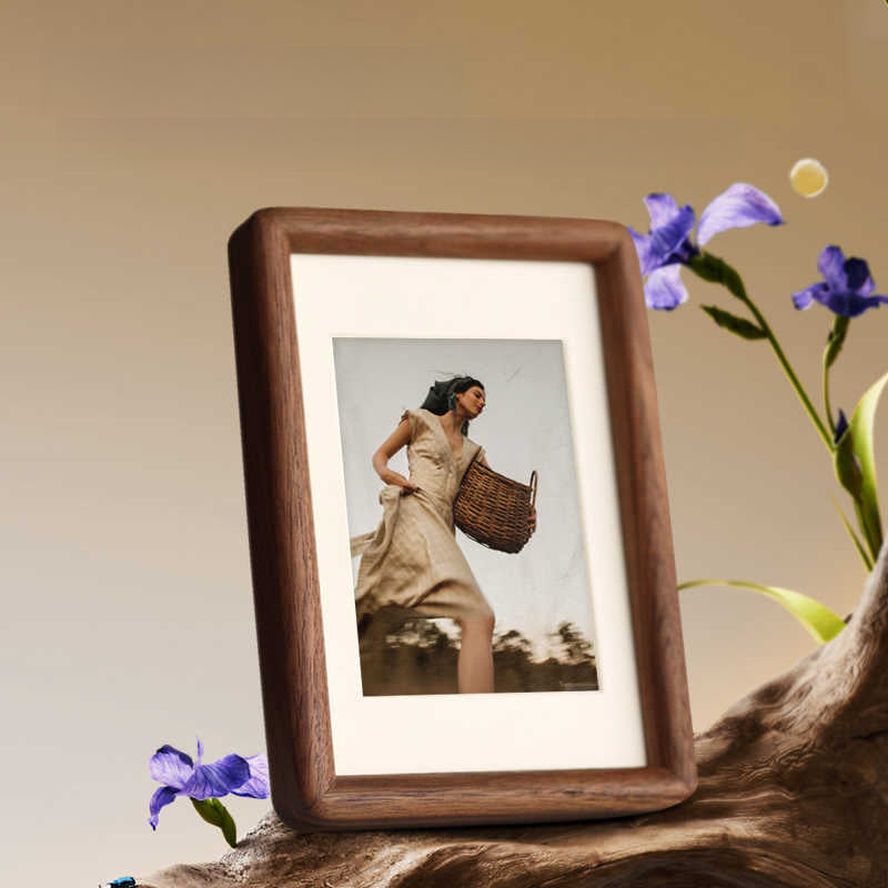 Aging wood texture photo frame symbolizing time and memory