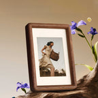 Aging wood texture photo frame symbolizing time and memory