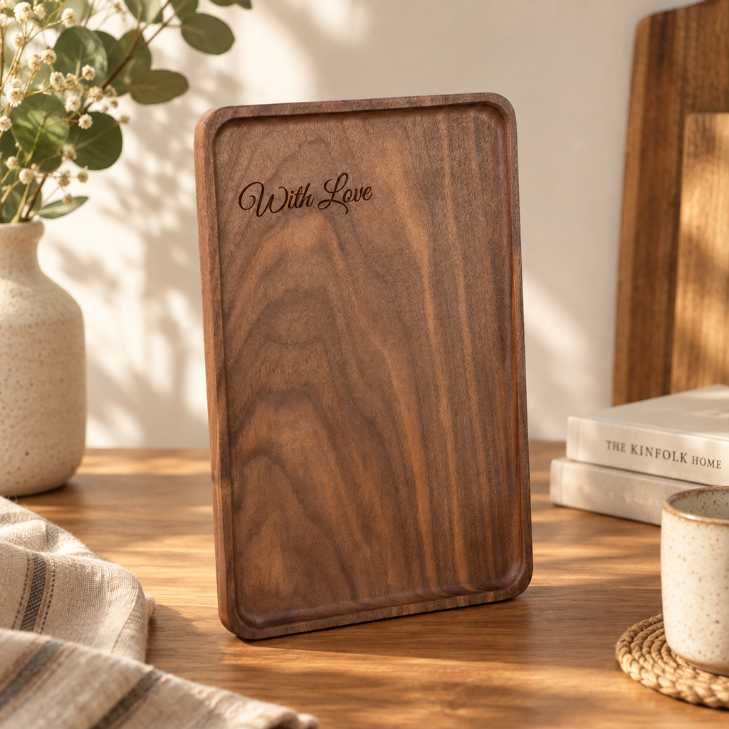 Personalized Black Walnut Wood Serving Tray