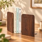 Personalized Black Walnut Wood Bookends