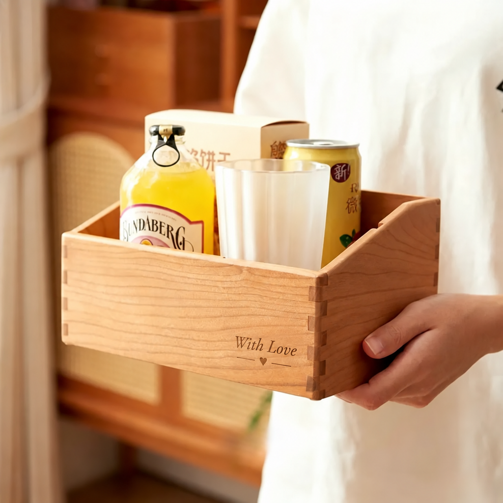 Personalized  Cherry Wood Desk Organizer Box