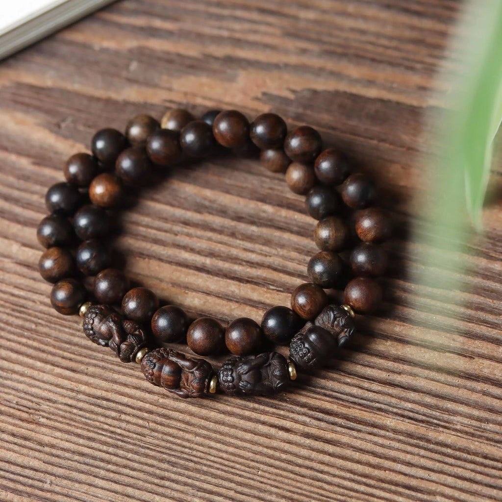 Close-up detail of handcrafted wooden beads and smooth finish