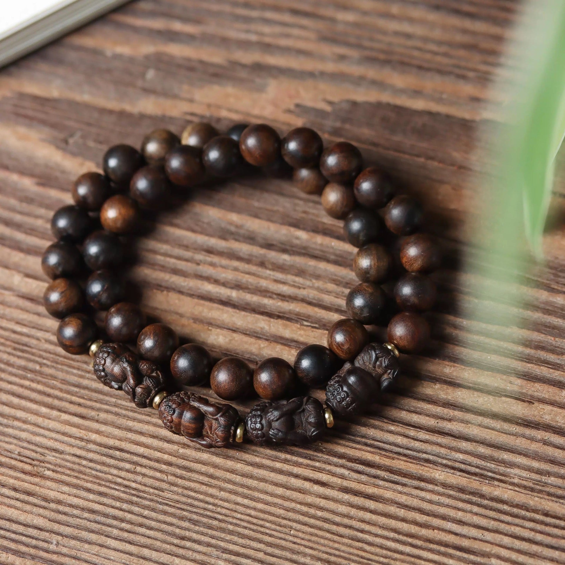 Close-up detail of handcrafted wooden beads and smooth finish