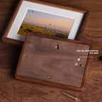 Hand-finished corners of solid wood picture frame detail shot