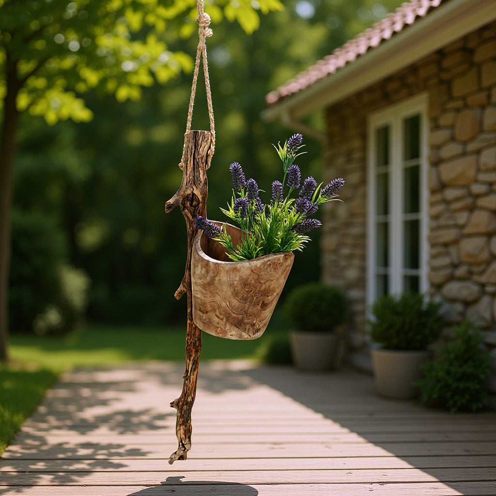 Xigura Patina handcrafted solid wood plant stand, main view in soft natural light for a warm, quiet home.