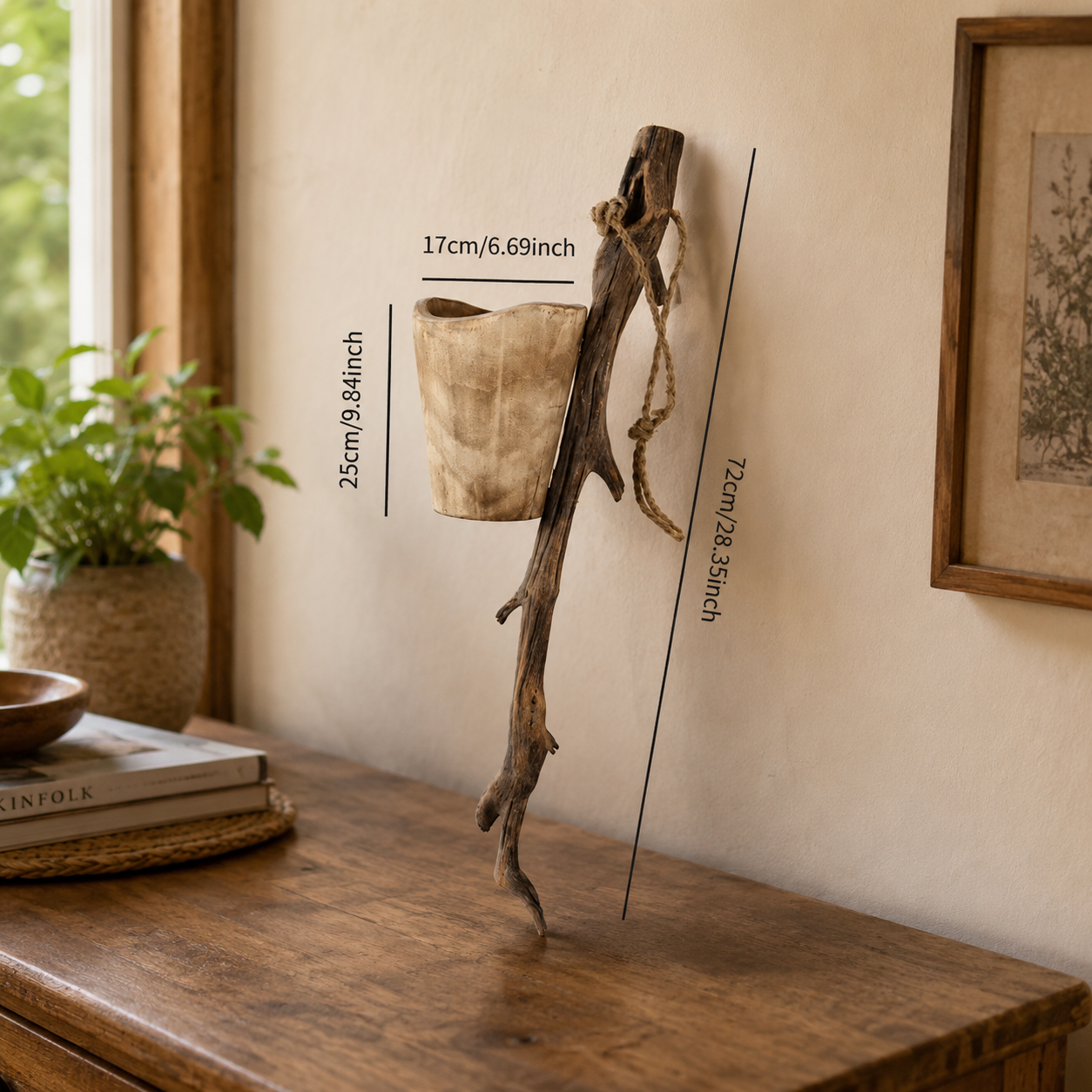 Detailed view of handcrafted paulownia wood surface showing natural grain patterns, smooth finish, and handmade character.