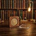 Handmade solid wood coin and medal display box with natural grain