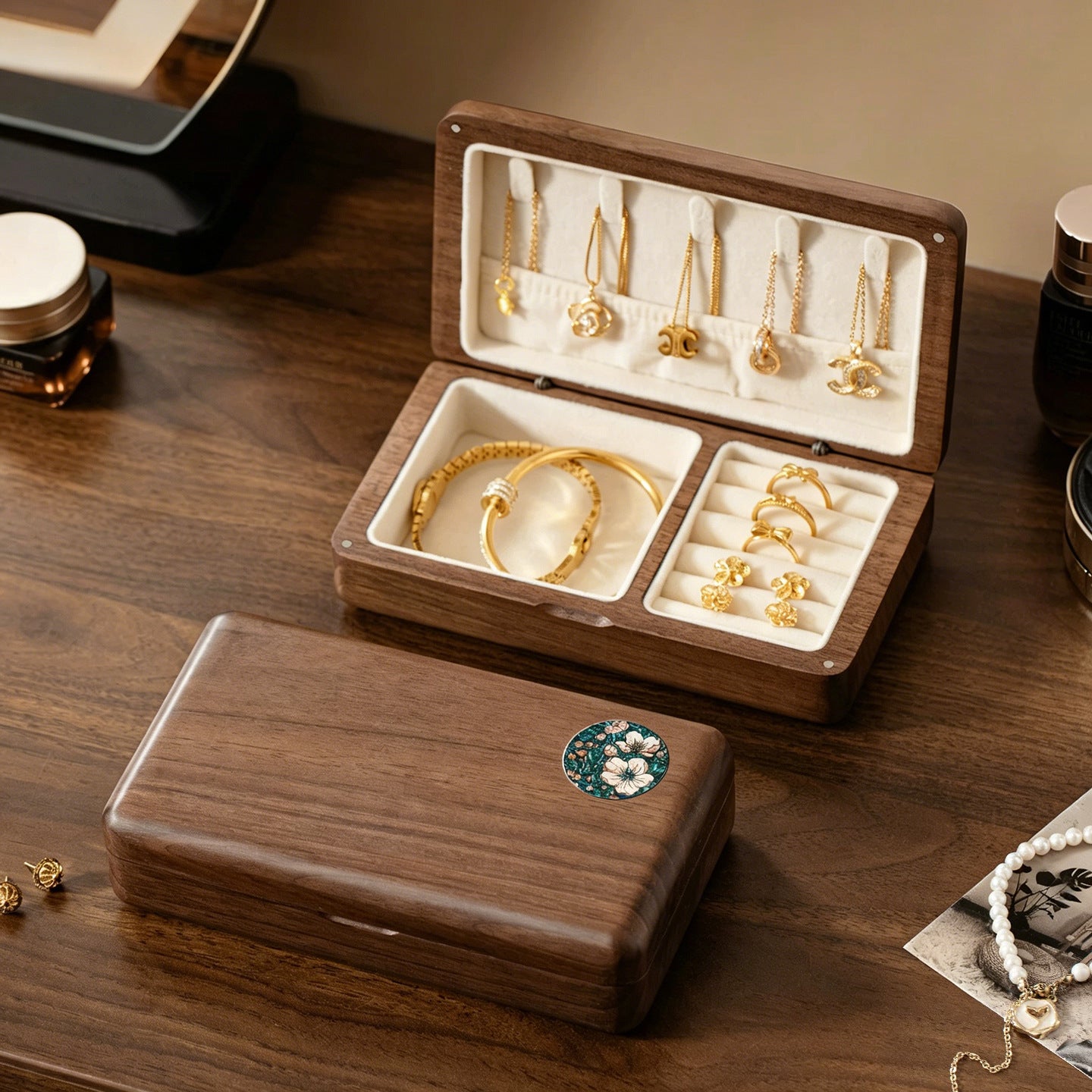 Handmade solid wood jewelry box bridesmaid gift keepsake