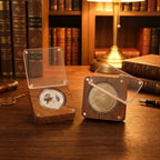 Handmade wooden pin and badge display box with glass lid