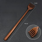Long wooden back scratcher tool crafted from solid wood