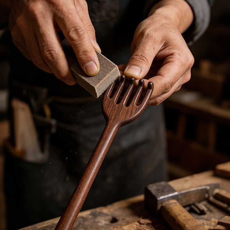 Minimalist wooden back scratcher for daily self-care routine