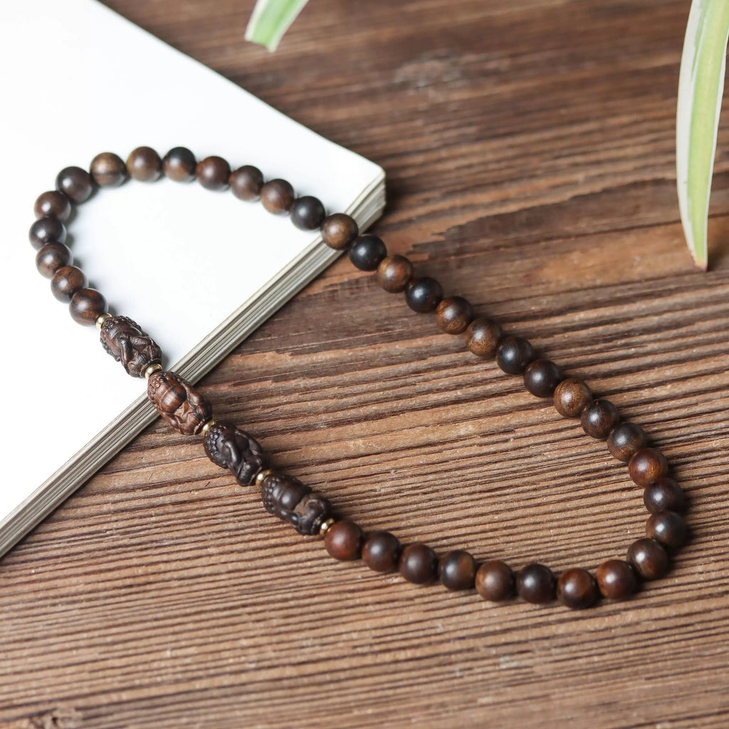Minimalist wooden bead bracelet crafted from natural wood