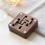 Minimalist wooden cufflink organizer box with natural wood grain