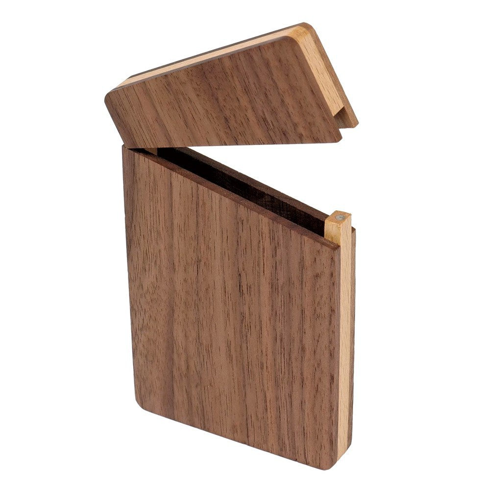 Minimalist wooden name card box for desk organization