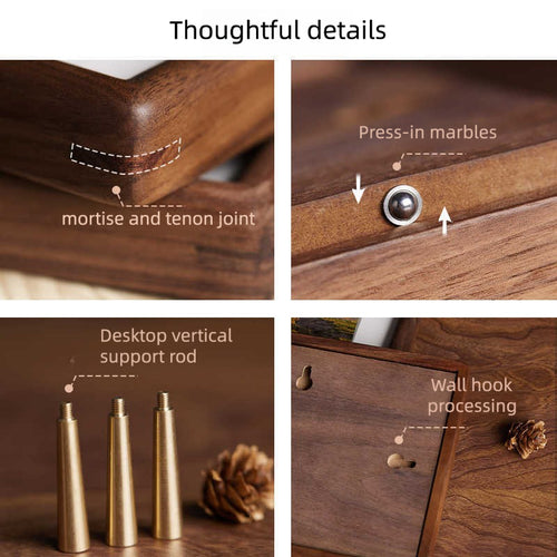 Minimalist wooden picture frame on light neutral background