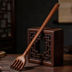 Natural solid wood back scratcher with ergonomic curved handle