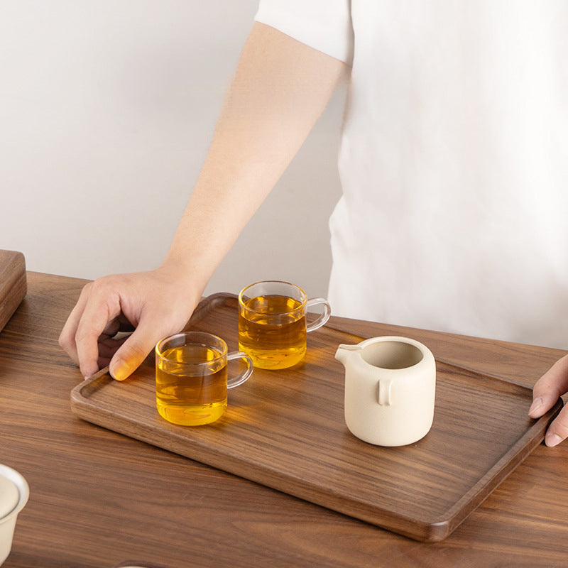 Handcrafted personalized black walnut serving tray with raised edges for tea, coffee, breakfast, and everyday serving.