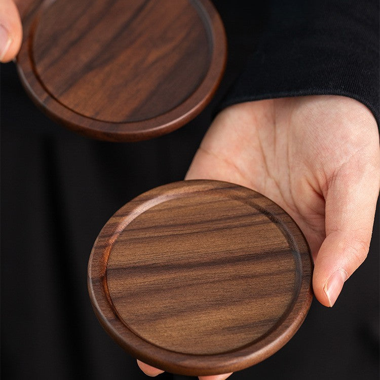 Personalized black walnut wood coaster set with custom laser engraving for everyday use and meaningful gifts.