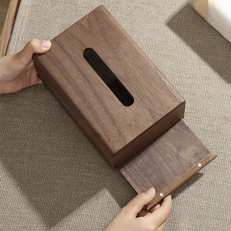 Personalized black walnut wood tissue box cover with custom laser engraving for a unique home accessory.