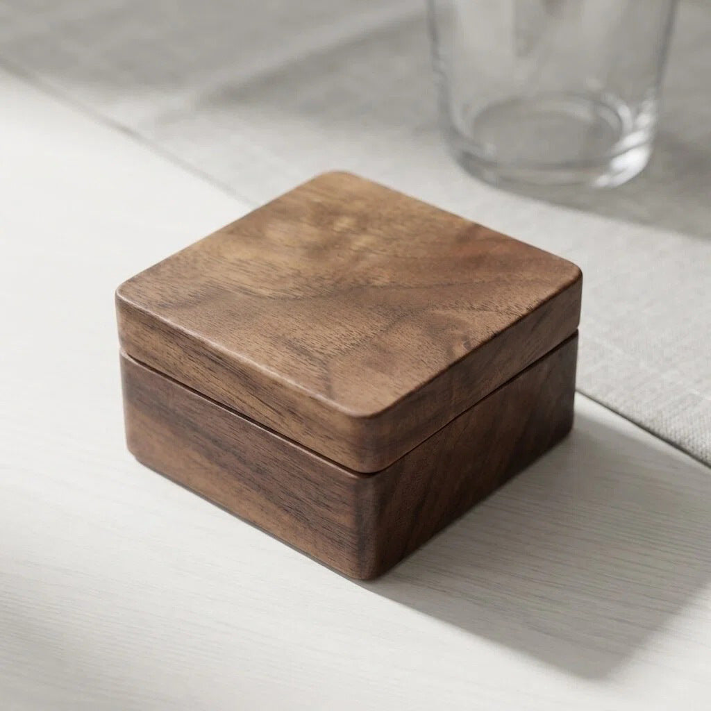 Premium handmade wood cufflink box for wedding or formal gift use