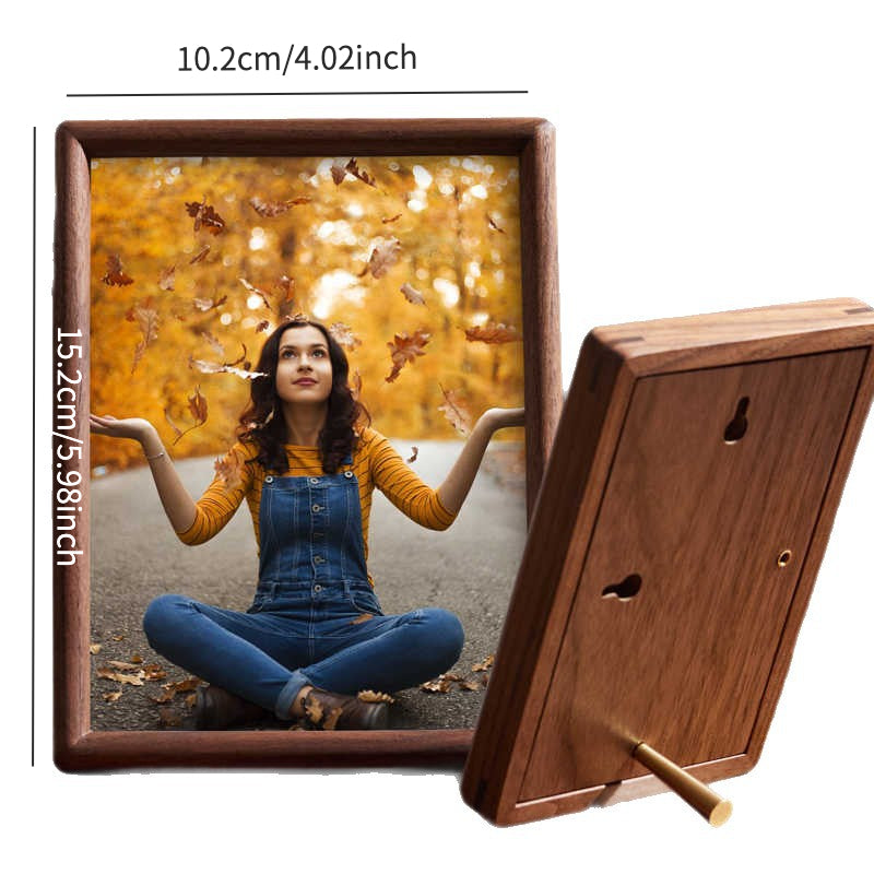 Rustic solid wood frame styled in wabi-sabi aesthetic interior