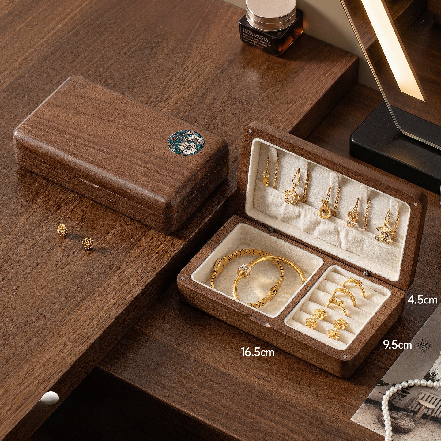 Small solid wood jewelry box as personalized wedding party gift
