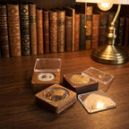 Wooden challenge coin display case for collectible coin organization