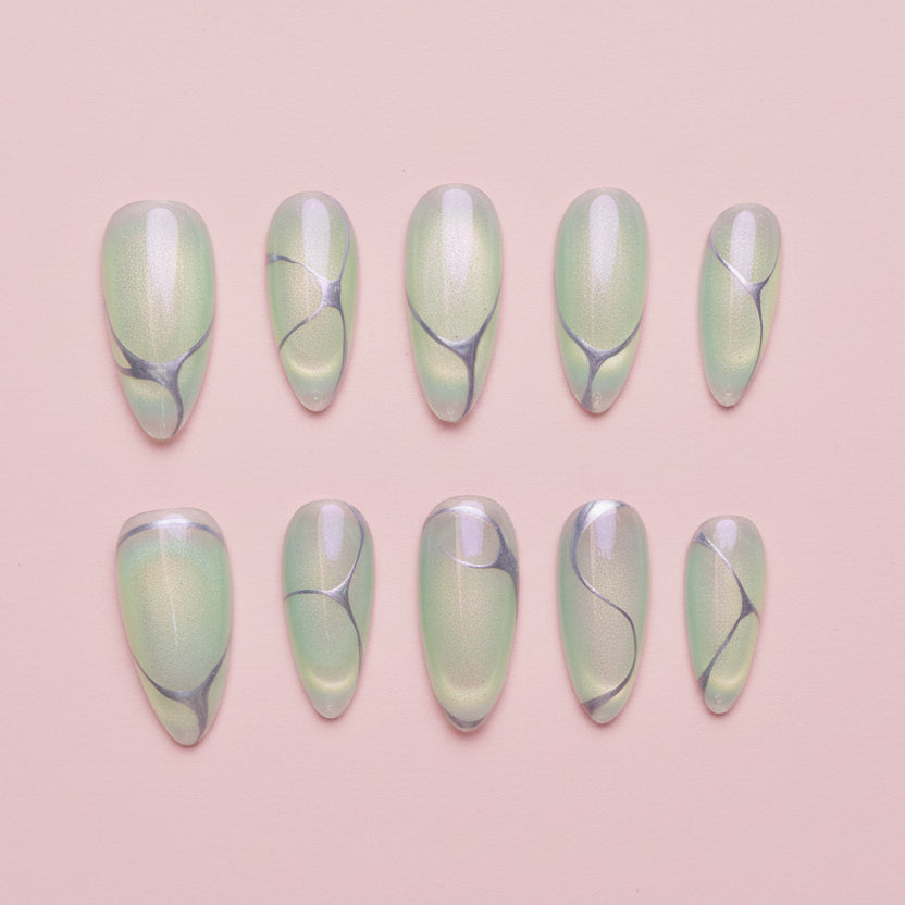 Xiguranail, Cat eyes nails, press on nails, french tips, reusable press on nails, gel nail art