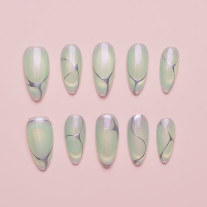 Xiguranail, Cat eyes nails, press on nails, french tips, reusable press on nails, gel nail art