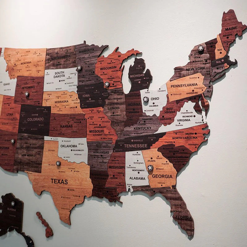 Xigura Patina handcrafted solid wood map puzzle, handcrafted detail for a warm, quiet home.