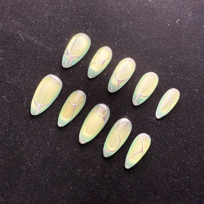 Xiguranail, Cat eyes nails, press on nails, french tips, reusable press on nails, gel nail art